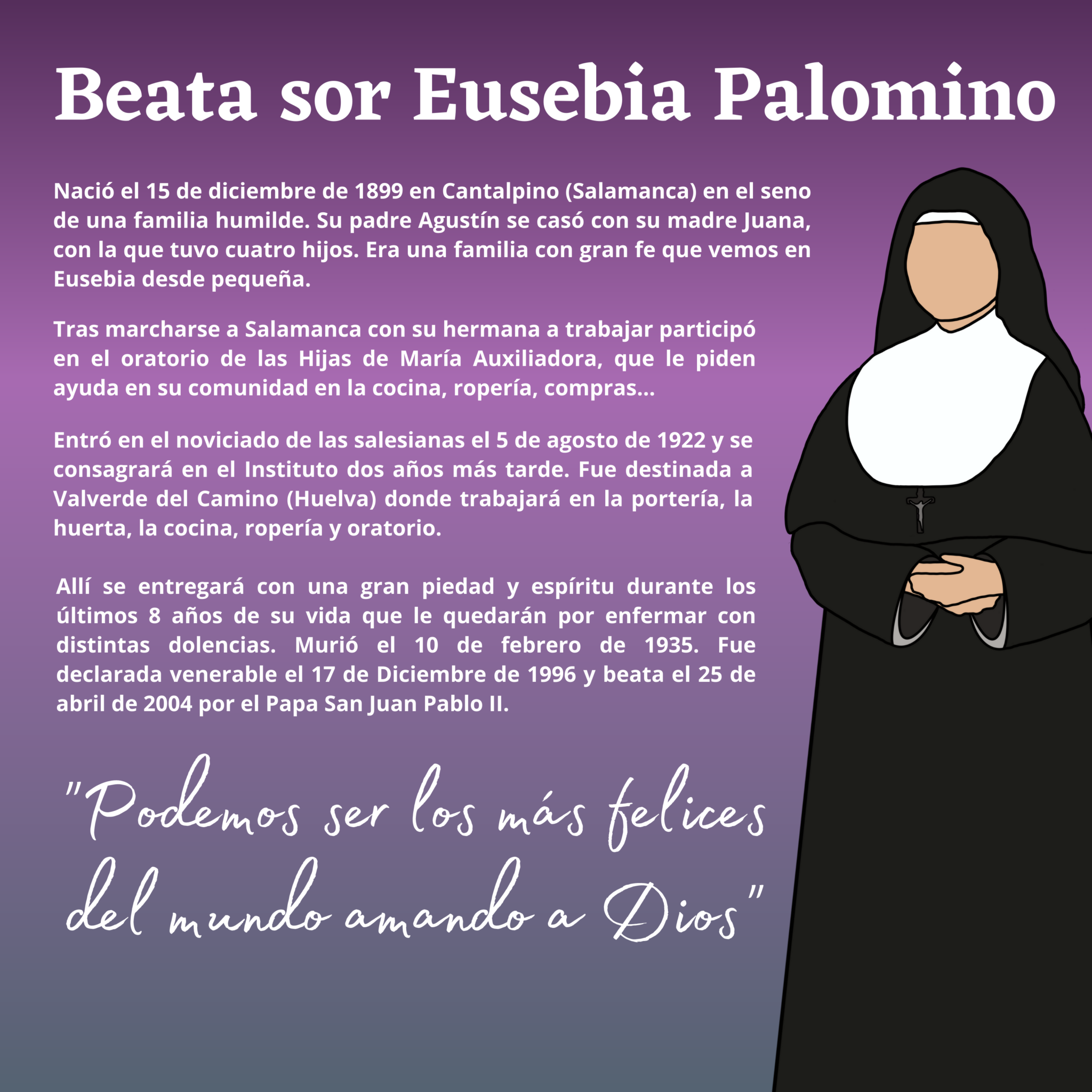 Beata sor Eusebia Palomino Cultura y Fe